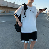 男短袖t恤夏季宽松韩版潮流帅气ins潮休闲短裤套装A161-TZ01-P45，男装套装，电商A161