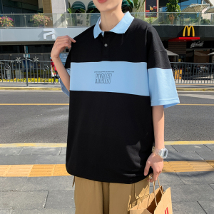 夏季新款短袖T恤潮流潮牌翻领polo衫男修身休闲上衣A161-L023图片