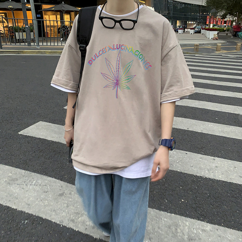 夏季新款原宿风短袖T恤男潮牌bf宽松休闲A161-T04,男装T恤,电商A161