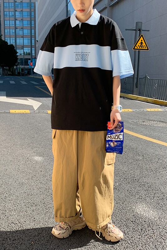 夏季新款短袖T恤潮流潮牌翻领polo衫男修身休闲上衣A161-L023,男装Polo衫,电商A161