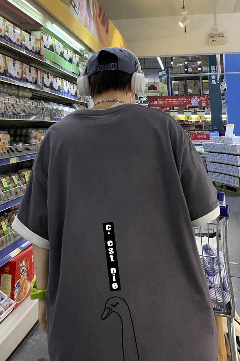 短袖t恤男潮牌衣服ins港风夏季宽松简约百搭男生体恤A161-T13,男装T恤,电商A161