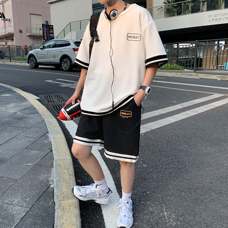 休闲运动套装男装一套搭配帅气潮牌夏季2021款衣服A161-TZ01-P45,男装休闲套装,电商A161