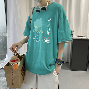 短袖T恤男潮牌ins夏季大码宽松2021新款潮流百搭衣服A161-T24-P25图片