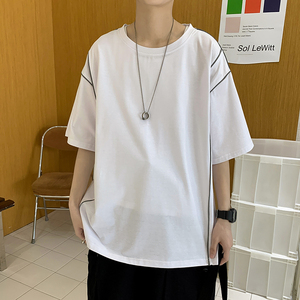 t恤男ins超火潮流百搭上衣服潮牌体恤宽松简约短袖A161-B09,专业服装搭配师搭配衣服多少钱图片