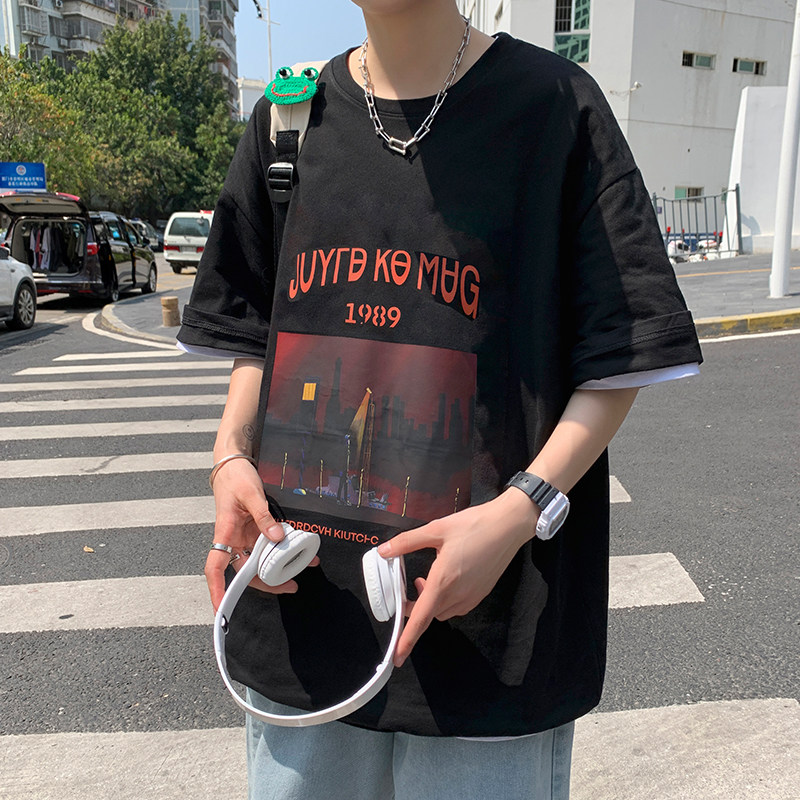 短袖T恤潮牌夏季港风ins潮流百搭宽松打底衫上衣服A161-T41-P25图片