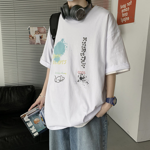短袖T恤男潮牌ins夏季大码宽松2021新款潮流百搭衣服A161-T24-P25图片