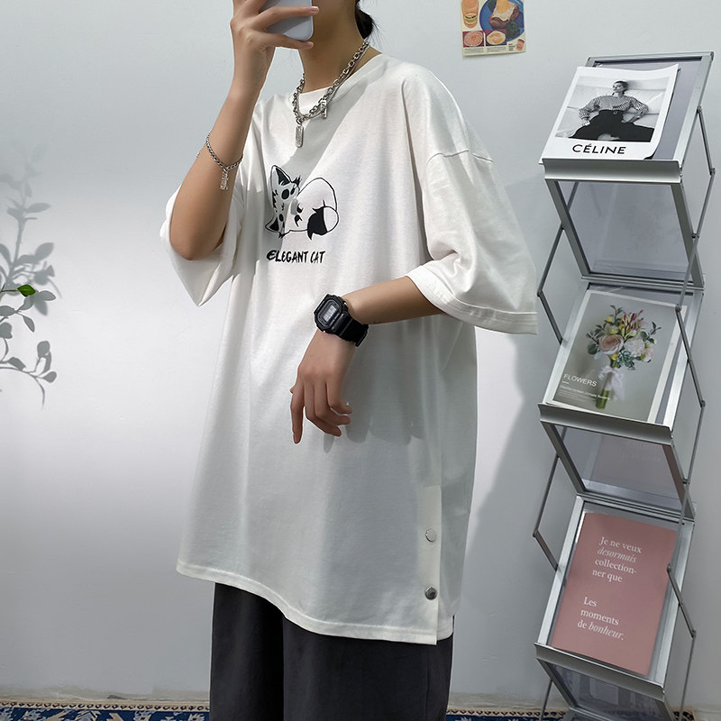 白色短袖t恤新款港风简约百搭潮牌潮流ins半袖A161-T088图片