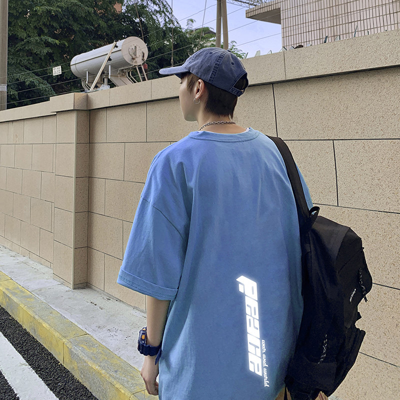 短袖男潮牌宽松t恤韩版潮流夏季ins上衣百搭港风半袖A161-T10图片