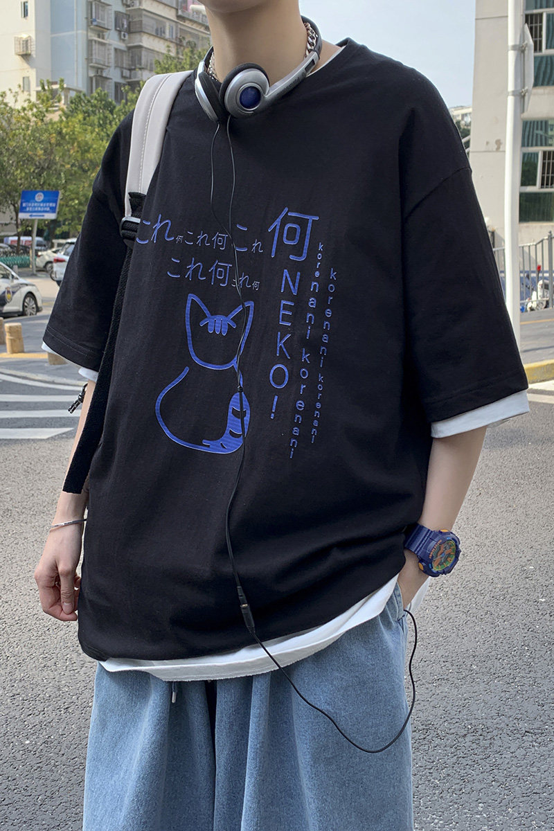 夏季短袖男韩版ins潮流T恤日系原宿潮牌宽松上衣A161-T17,男装T恤,电商A161