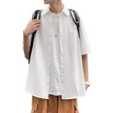 男士夏季短袖衬衫韩版百搭时尚休闲男装潮流衬衣A161-C019-P35，男装衬衫，电商A161