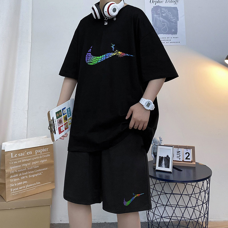 短裤套装外穿夏季潮流宽松五分裤休闲潮短袖两件套A161-TZ04,男装休闲套装,电商A161