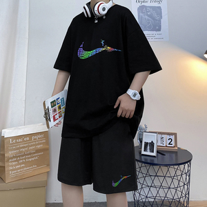 短裤套装外穿夏季潮流宽松五分裤休闲潮短袖两件套A161-TZ04图片
