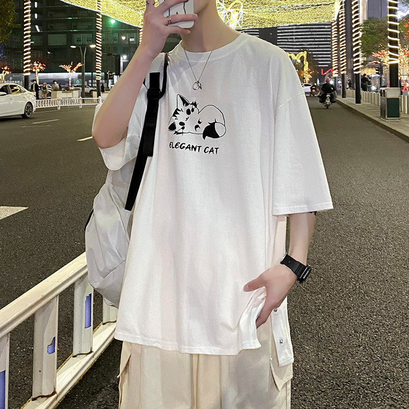 宽松短袖t恤男半袖桖潮流衣服ins七分袖男A161-T088-P35,男装T恤,电商A161