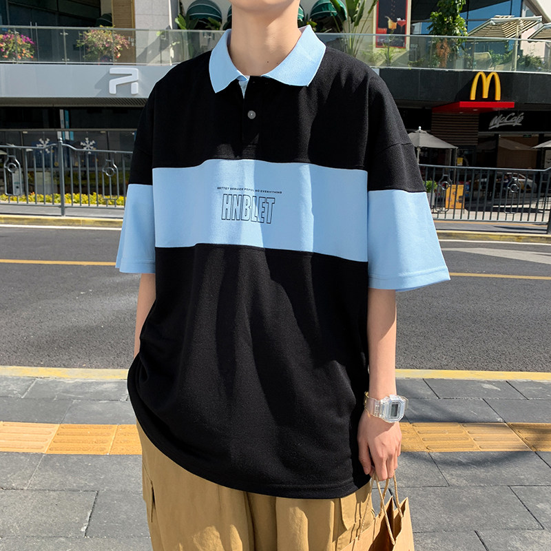 夏季新款短袖T恤潮流潮牌翻领polo衫男修身休闲上衣A161-L023图片