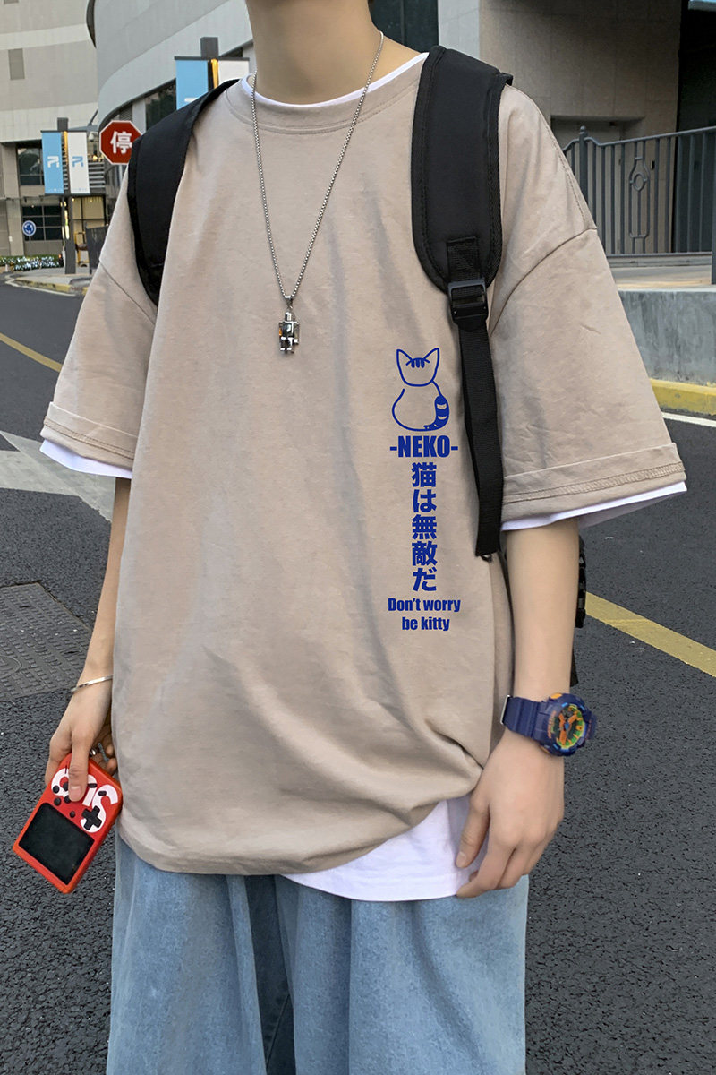 短袖男潮牌潮流2021新款衣服ins简约夏季宽松t恤百搭A161-T06,男装T恤,电商A161