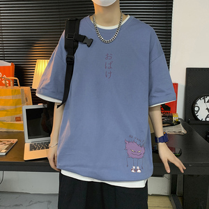 港风短袖t恤男夏季韩版潮流百搭圆领个性时尚男体恤A161-T23-P25图片