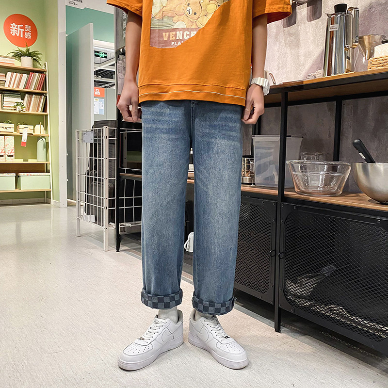 牛仔裤男直筒宽松ins潮流情侣休闲裤夏季九分裤子男A161-K156-P35,男装牛仔裤,电商A161