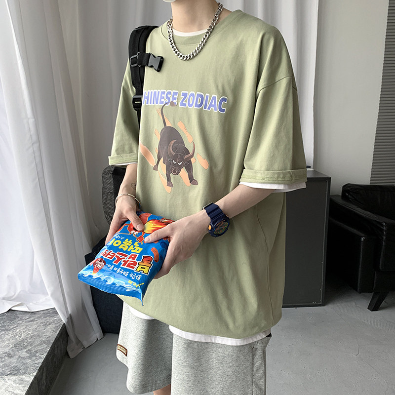 短袖T恤男潮牌夏季港风ins大码潮流百搭宽松上衣A161-T26,男装T恤,电商A161