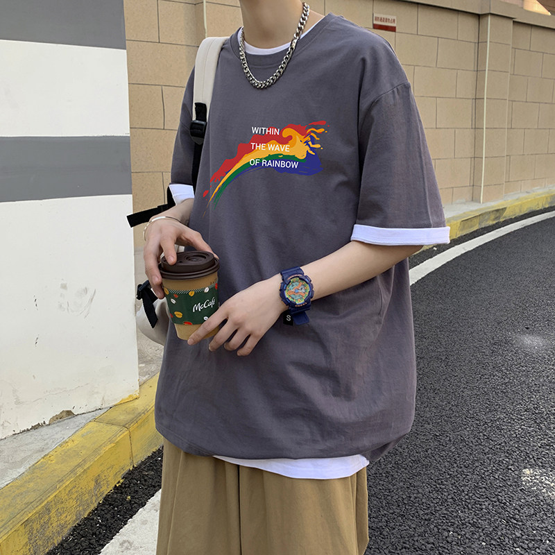 ins潮牌超火百搭t恤男女夏季街头半袖上衣情侣装A161-T07,男装T恤,电商A161