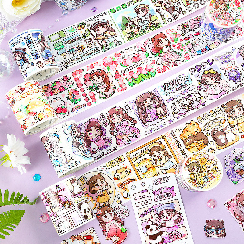 阿花花酱特油和纸胶带高颜值ins风少女心人物咕卡手帐diy素材贴画