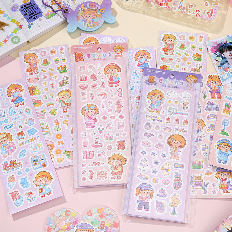 爱浮岛卷卷小日常咕卡贴纸卡通可爱贴纸手账保温杯diy装饰素材贴