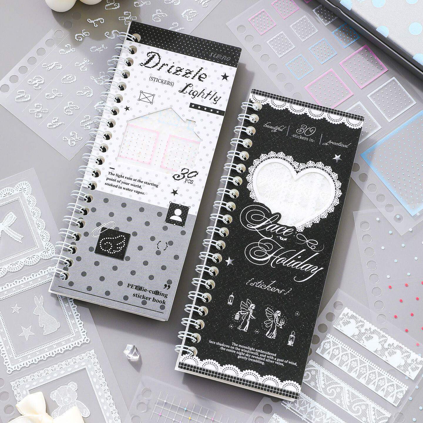 韩系波点蕾丝PET贴纸本ins风少女心蕾丝花边素材咕卡拼贴手帐贴画