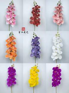 婚庆仿真高端插花白色蝴蝶兰布蝴蝶兰装饰婚礼布置引路花外贸绢花