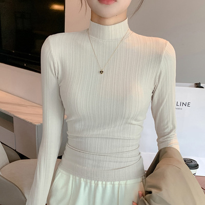 H322春秋衣内搭上衣半高领秋冬打底衫女款可外穿新款长袖休闲