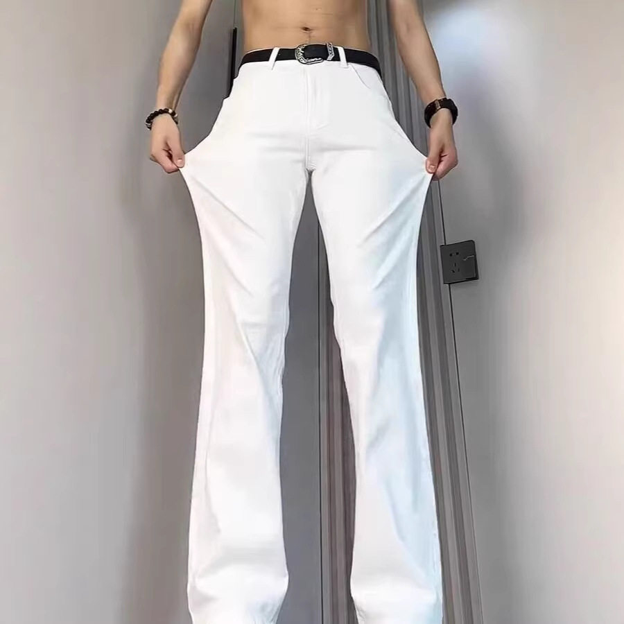 白色牛仔裤男夏季薄款宽松直筒美式vibe裤子休闲百搭垂感长裤子潮