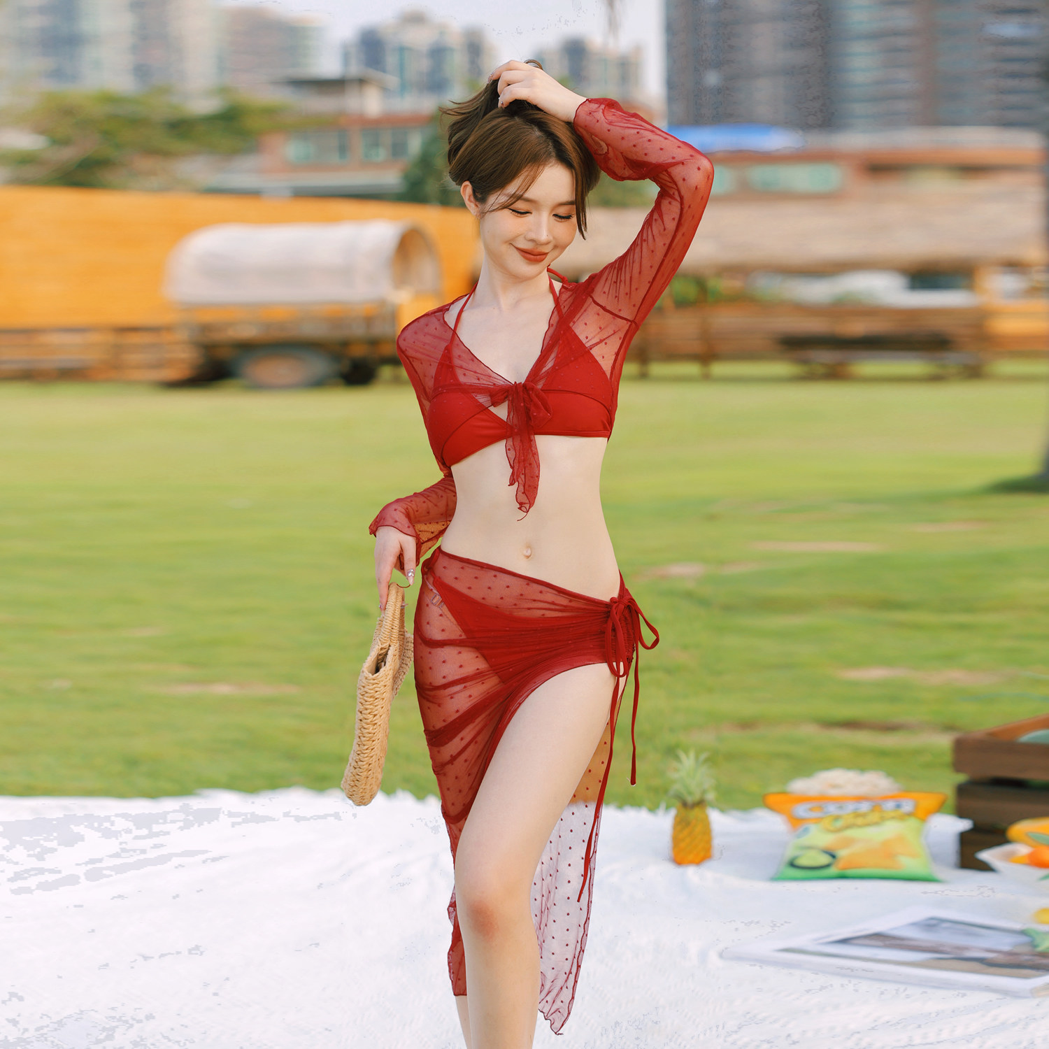 SugarBomb 2026新款显白性感辣妹度假四件套网红比基尼女游泳衣