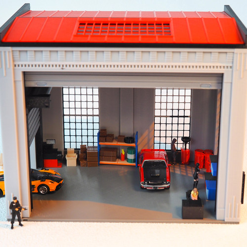 64比例停车场仓库仿真车库微缩模型场景立体建筑房子可贴纸DIY五