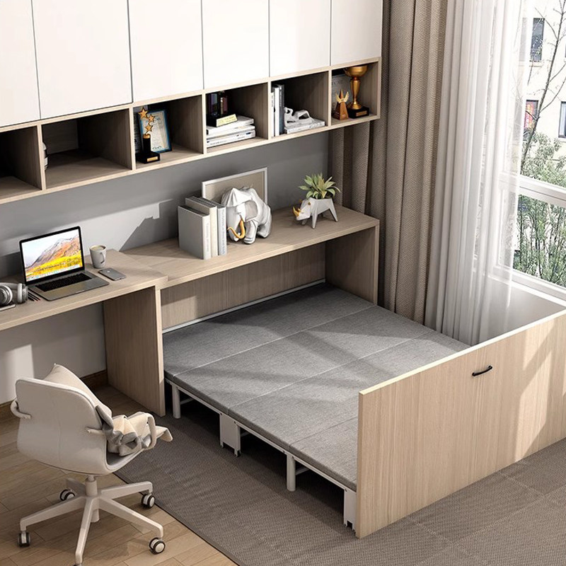 幼儿园隐形折叠书桌床伸缩书房多功能午休一体省空间衣柜内隐藏床