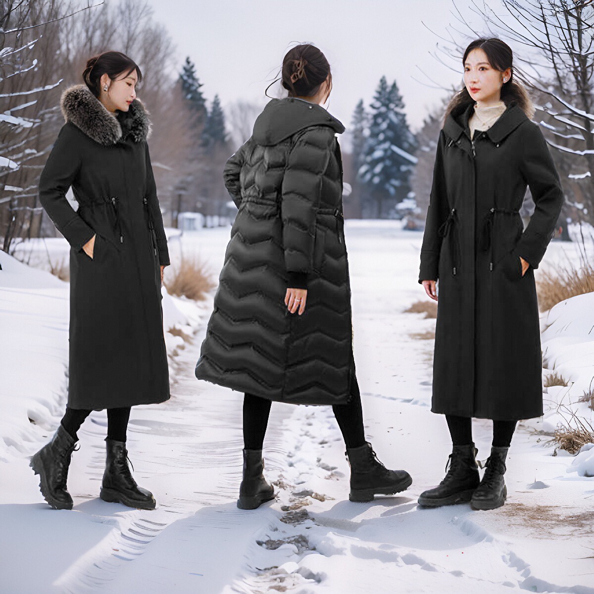 羽绒服派克服加长款90白鹅石墨烯