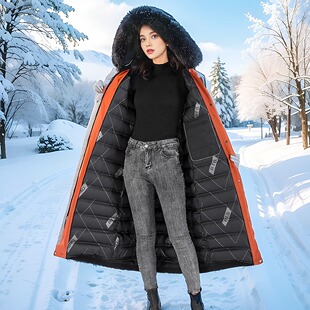 派克服90白鹅绒内胆过膝加长款可拆卸大衣狐狸毛加厚保暖女羽绒服