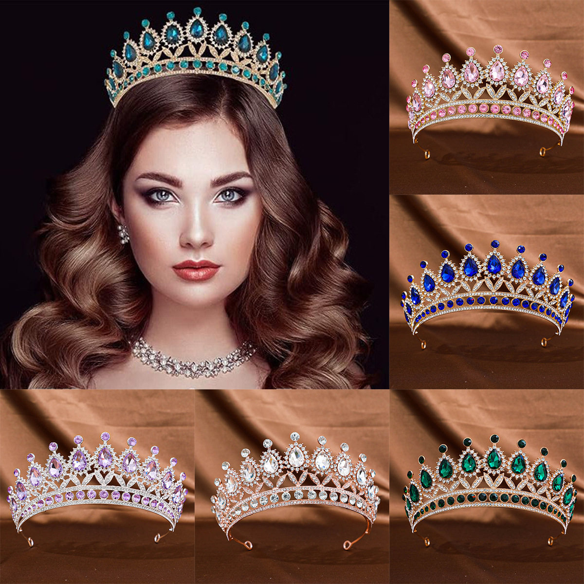 2025新款欧美新娘皇冠水滴钻公主王冠演出生日头饰婚纱礼服配饰,饰品/流行首饰/时尚饰品新,发饰,淘宝优惠券,粉丝福利购,淘宝优惠卷