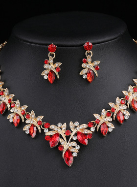 欧美耳饰项链套装结婚礼服搭配