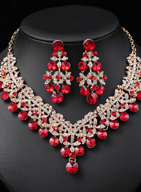 新款欧美新娘项链耳环套装