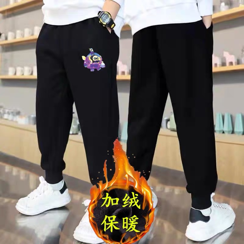 童装男童加绒裤子秋冬款2025新款儿童加厚棉裤冬季保暖长裤运动裤