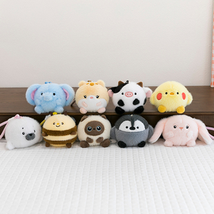 可爱解压捏捏球猫咪毛绒挂件女生背包兔子挂饰奶牛企鹅治愈钥匙扣