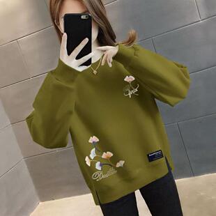 装 减龄印花时尚 显瘦宽松百搭上衣潮 保暖衫 加绒加厚卫衣女春秋冬季