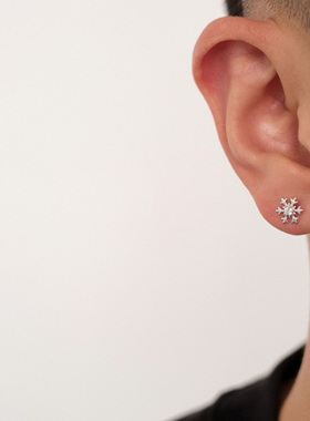 雪花耳钉2025年新款ins简约风个性男女潮高级感925银耳饰情侣耳钉