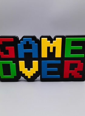 GAMEOVER标志立牌游戏周边招牌3D打印创意模型高颜值潮玩装饰摆件