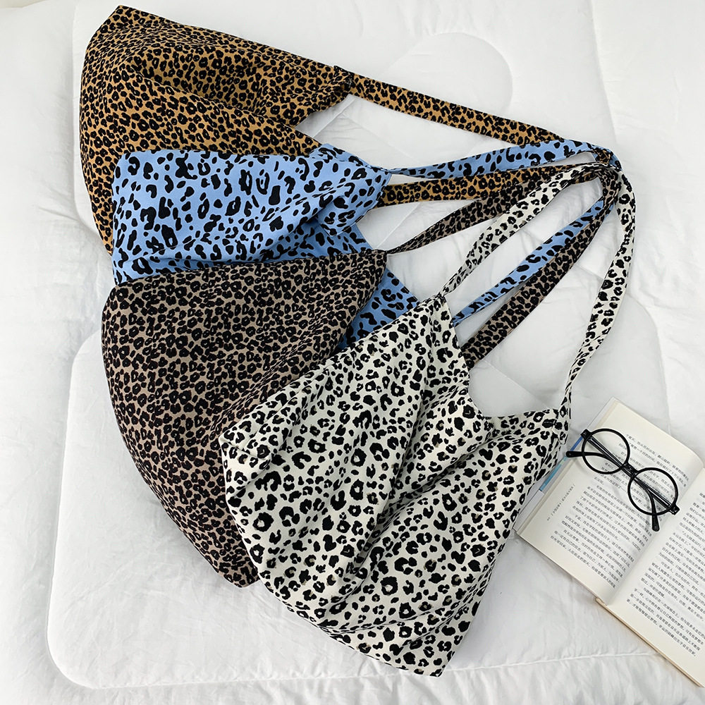 洋气时髦小豹纹斜跨包有拉链大容量单肩购物袋时尚帆布包女潮批发