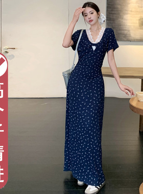 170女生高个子加长版碎花连衣裙到脚踝大码超长微胖绝美长裙子175