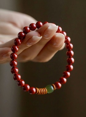 天然朱砂玉石转运珠手串男女士款