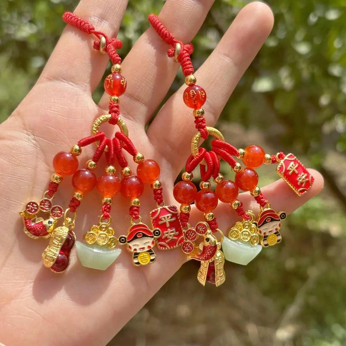 好事发生古法金景泰蓝国潮珐琅彩复古钥匙扣包包挂手工编织挂饰