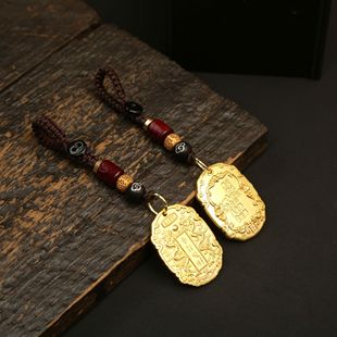 黄铜奉旨发财钥匙扣挂件龙年吊坠男女汽车钥匙包包挂件装 饰品金属