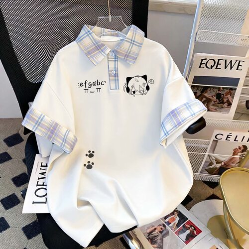 夏季透气男女童短袖格子POLO衫