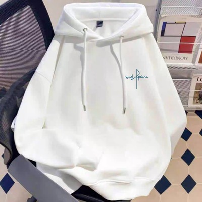 连帽卫衣男女童秋冬季加绒加厚百搭潮牌字母印花美式学生上衣外套