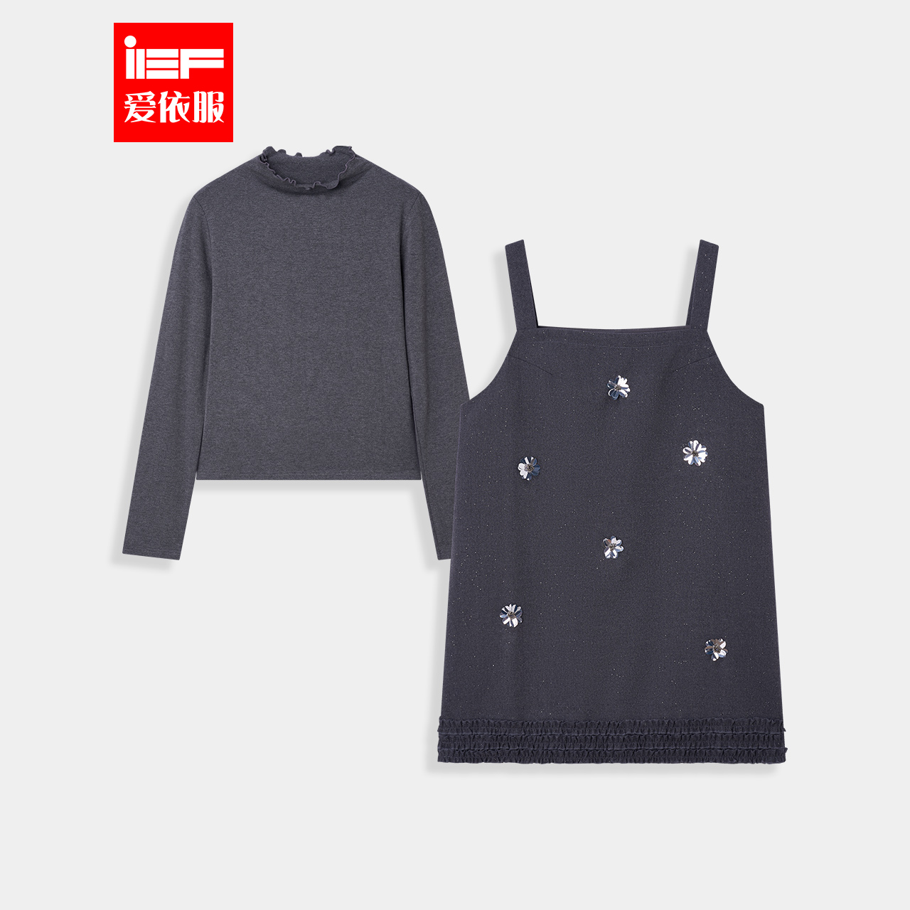 IEF/爱依服2025秋季新款法式优雅气质修身温柔花朵公主风里外套裙